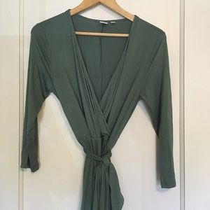 GAP District Green 3/4 Wrap Midi Dress